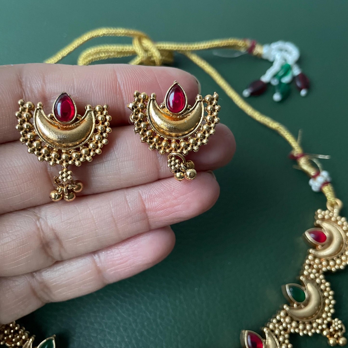 Nysaa maharashtrian gold plated chandrakor - Crescent moon necklace set