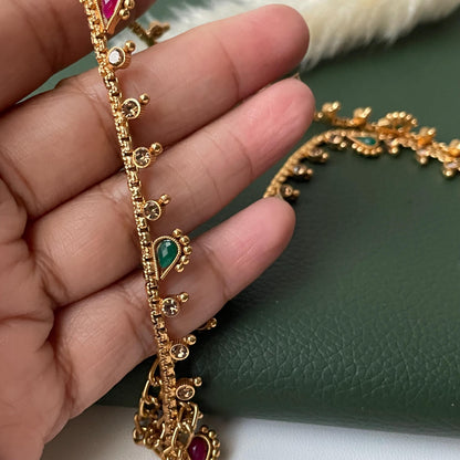 Gold Plated Kamarpatta Waist Belt: Adjustable Saree Belly Chain