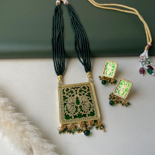 Gold Plated Thewa Necklace & Earrings Set