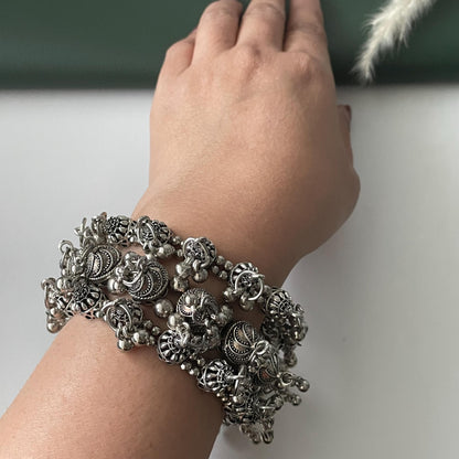 Oxidised ghungaroo openable bangles multiple pattern