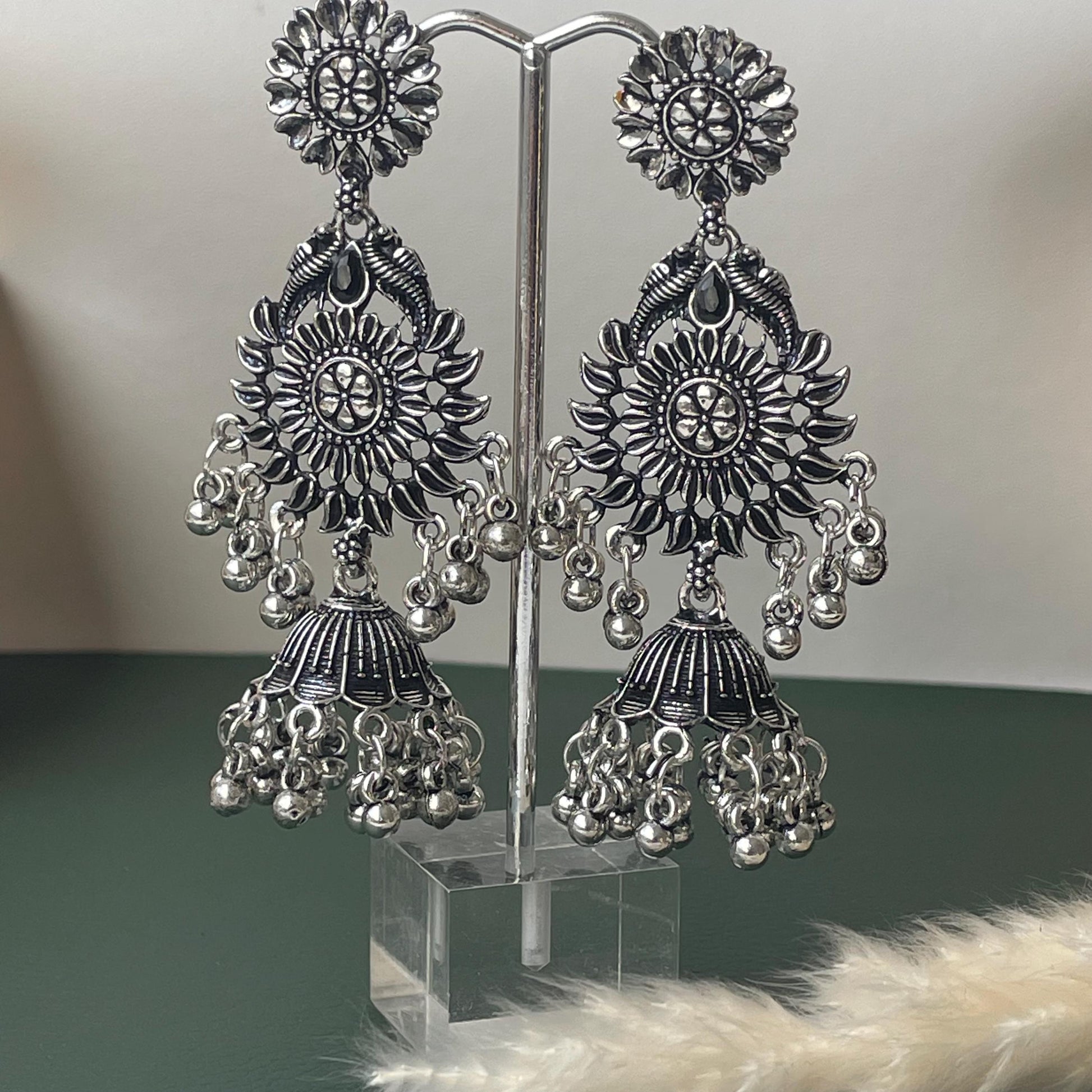 Long lightweight Oxidised jhumkis
