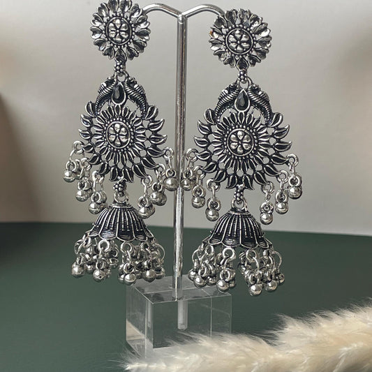 Long lightweight Oxidised jhumkis