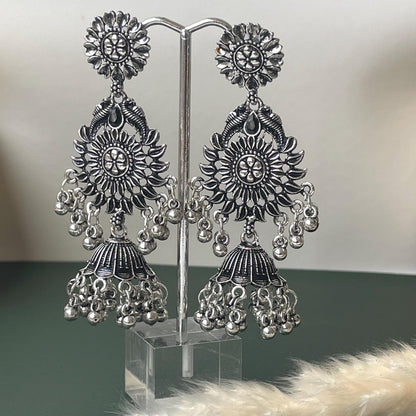 Long lightweight Oxidised jhumkis