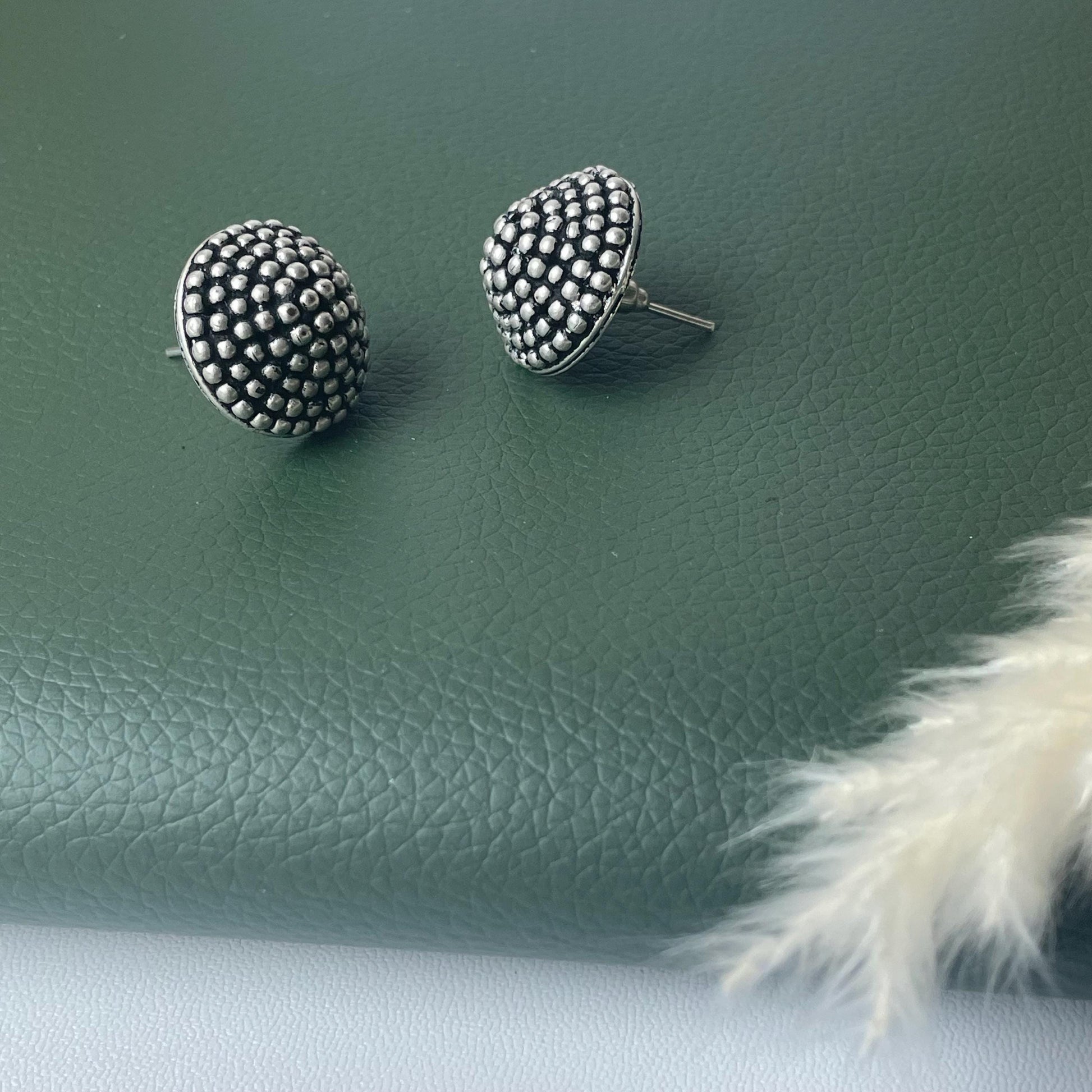 Kemp Stud Earrings: Silver Lookalike, Indian Oxidized Jewelry