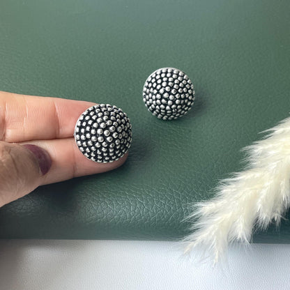 Kemp Stud Earrings: Silver Lookalike, Indian Oxidized Jewelry