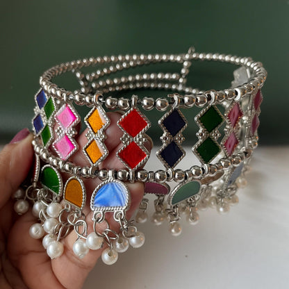 Oxidized Multicolor Hasli Set: Navratri Garba Choker & Earrings