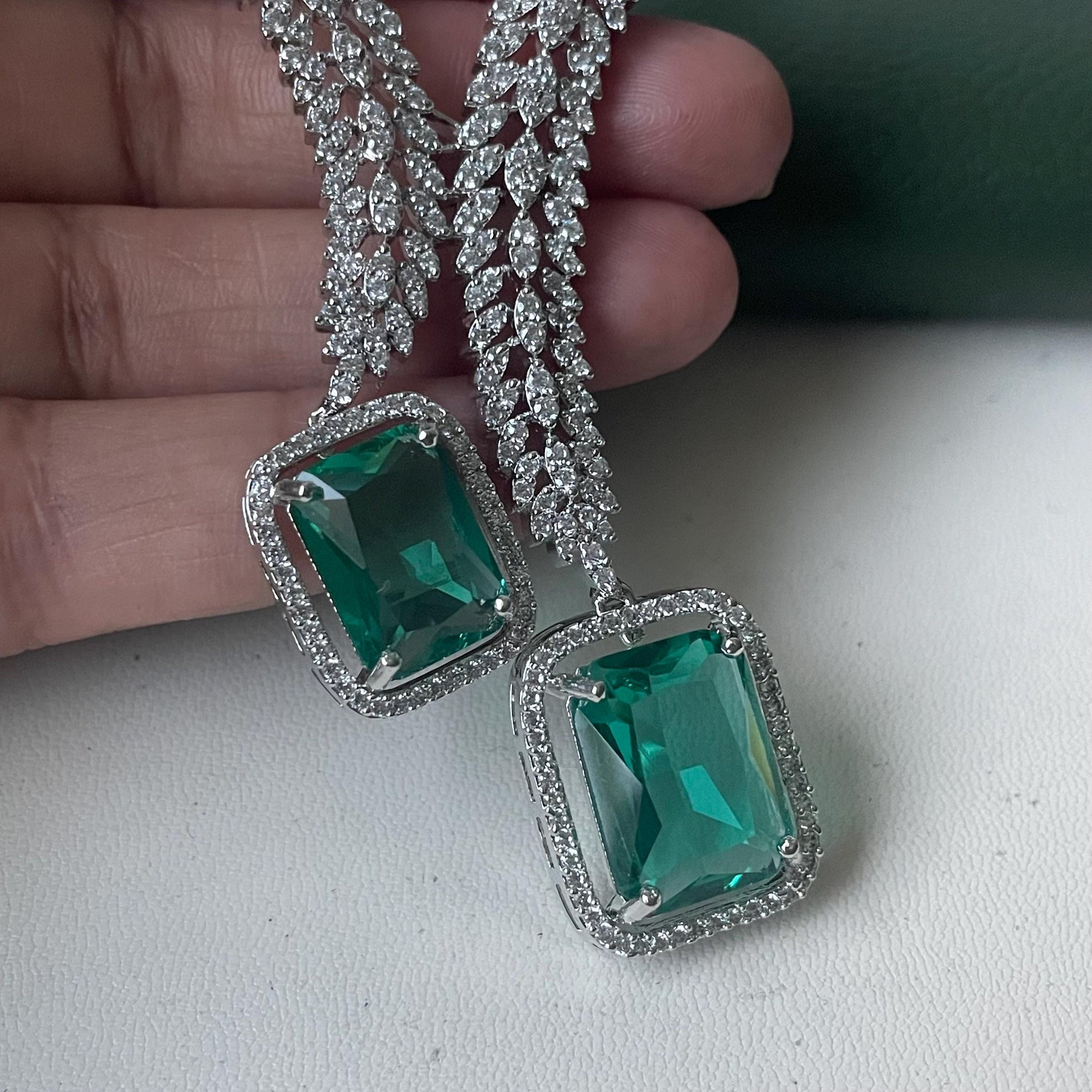 Cubic zirconia wedding necklace set