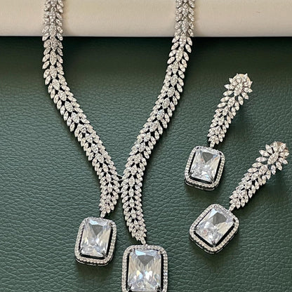 Cubic zirconia wedding necklace set