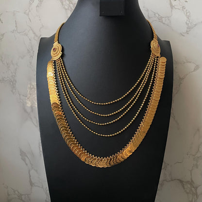 Maharashtrian fancy gadhi thushi with earrings| Long fancy putli haar or coin necklace