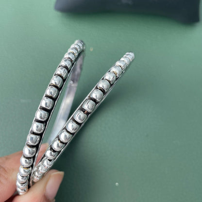 Oxidized Silver Look Bangle Set: Weighted Metal Bangles, Set of 4