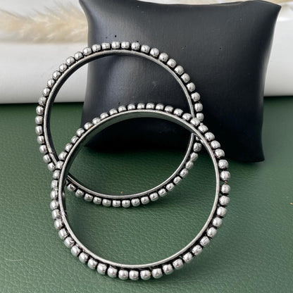 Oxidized Silver Look Bangle Set: Weighted Metal Bangles, Set of 4