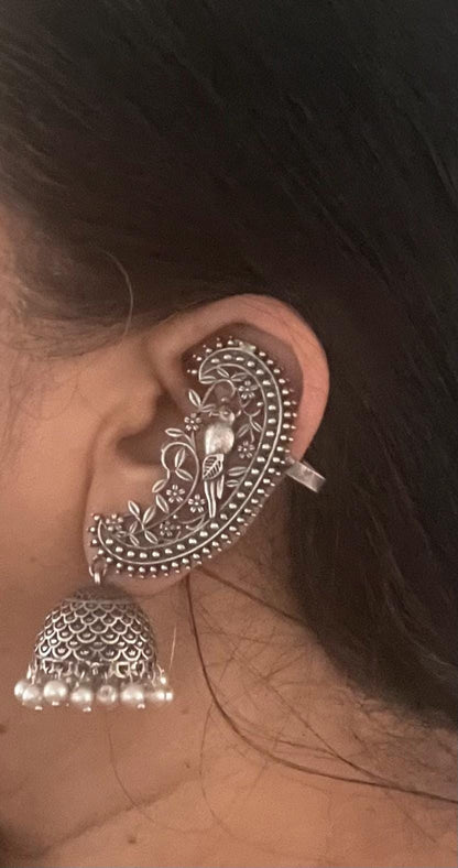 Oxidized Jhumka Ear Cuffs: Statement Party Earrings