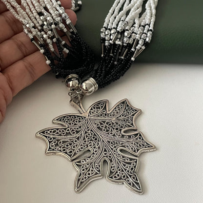 Nysaa original black beads big pendant Oxidised necklace