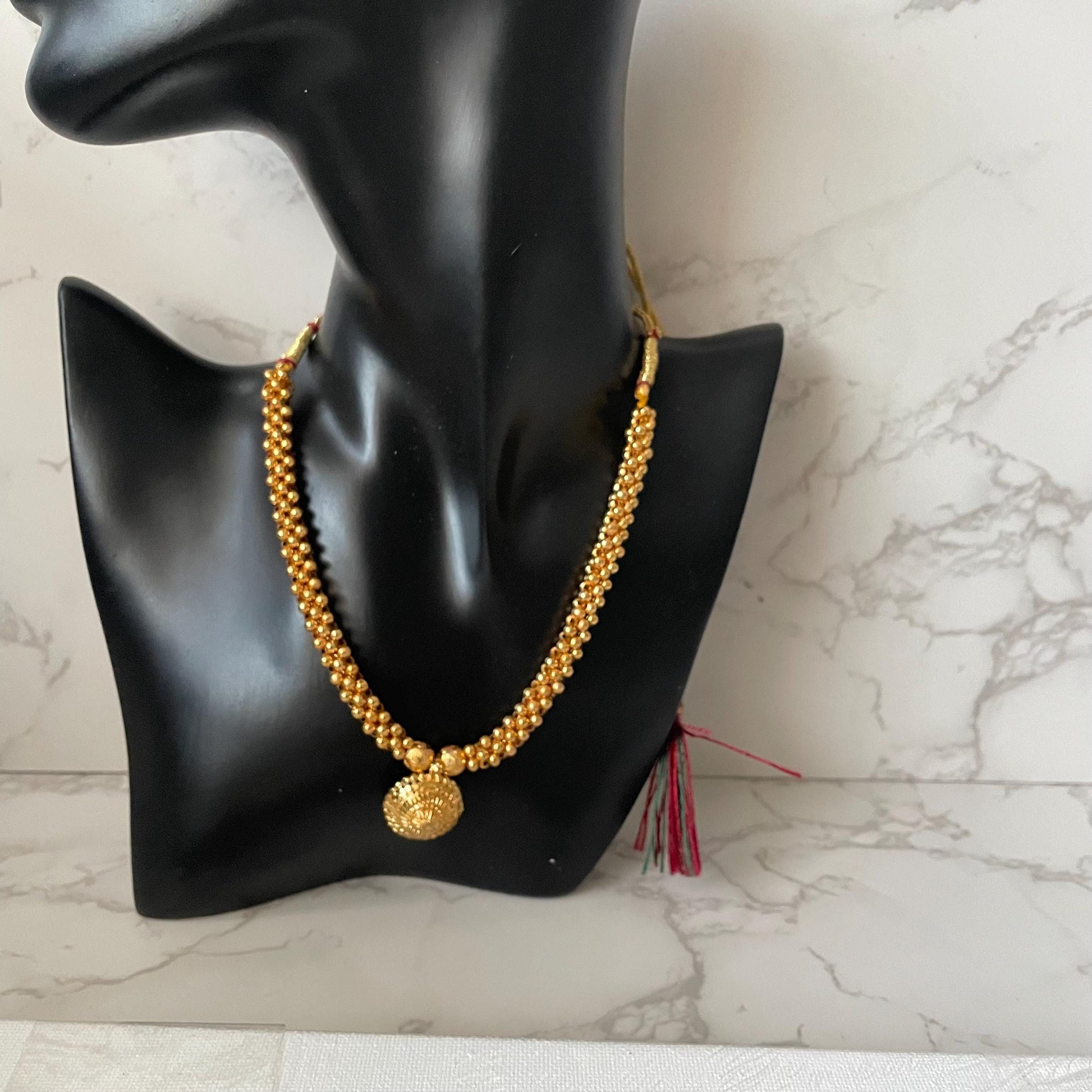 Yellow gold plated maharashtrian thushi small necklace