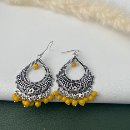 Oxidised colorful beads dangling earrings