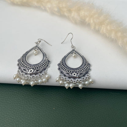 Oxidised colorful beads dangling earrings