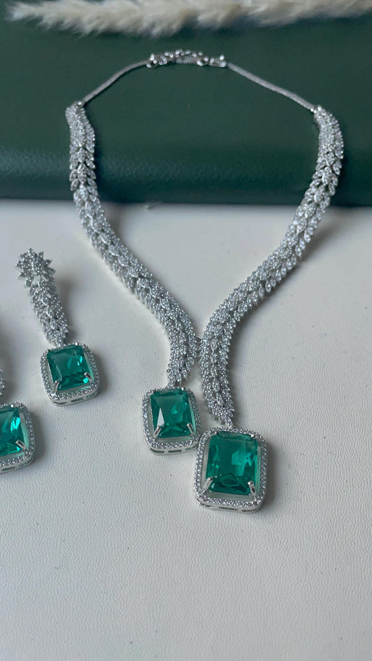 Cubic zirconia wedding necklace set