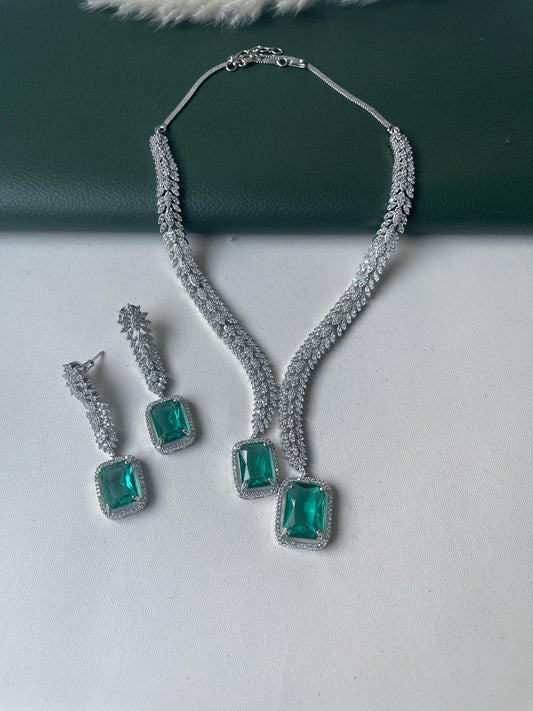 Cubic zirconia wedding necklace set
