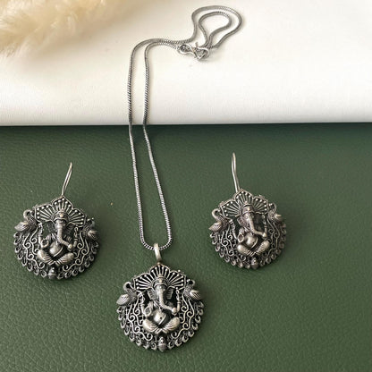 Specially for Navratri Oxidized pendant necklace set with earrings