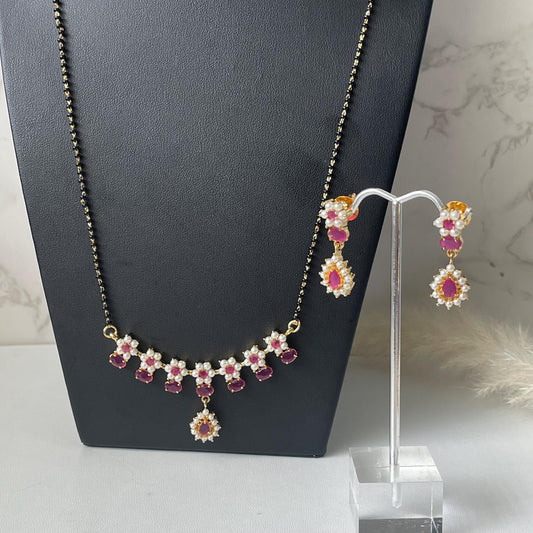 Maharashtrian style moti pearl mangalsutra with matching earrings