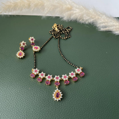 Maharashtrian style moti pearl mangalsutra with matching earrings
