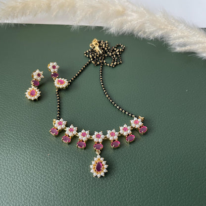 Maharashtrian style moti pearl mangalsutra with matching earrings