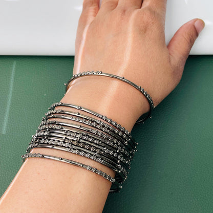 Nysaa Oxidised black metal bangles set of 12