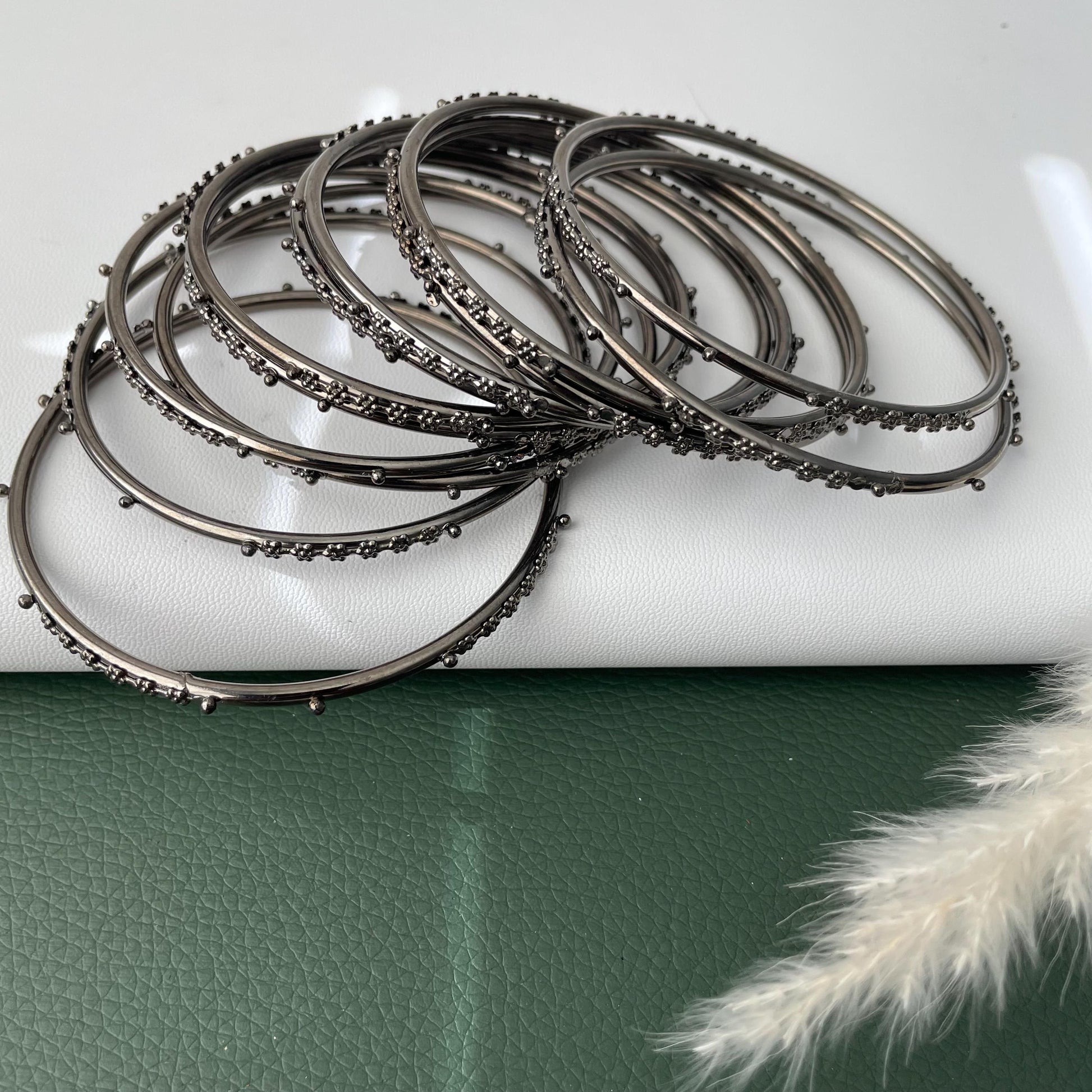 Nysaa Oxidised black metal bangles set of 12
