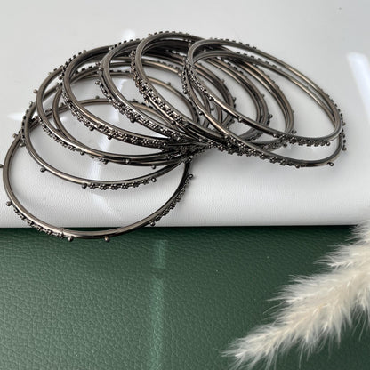 Nysaa Oxidised black metal bangles set of 12