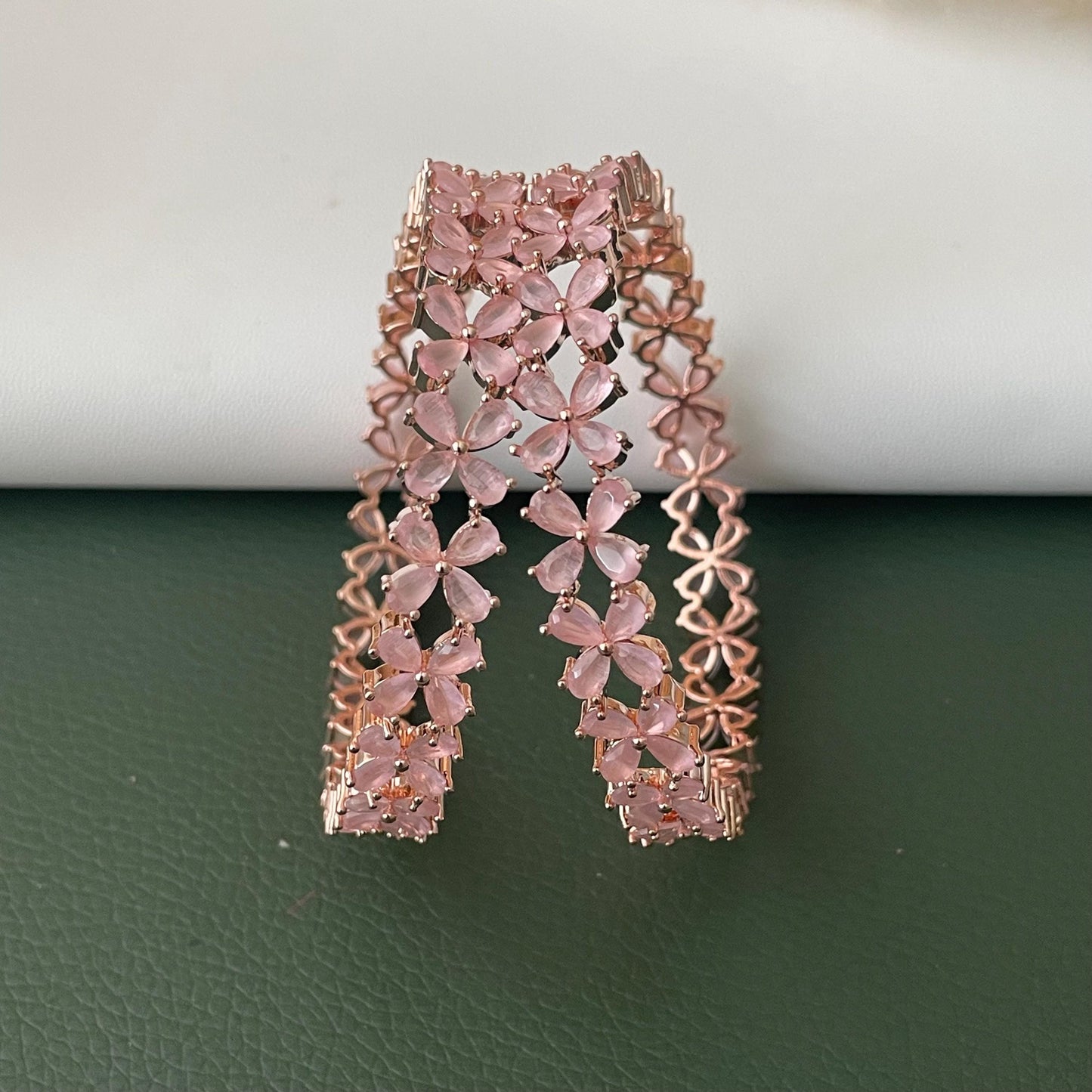 Rhodium Plated Mint Bangle: American Diamond Cubic Zirconia Bracelet