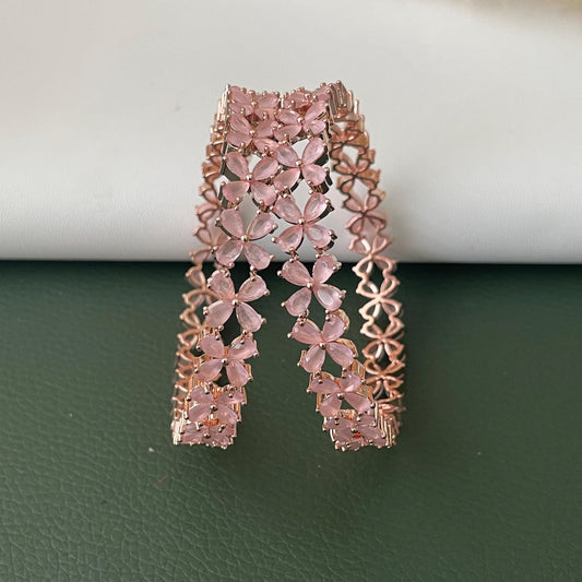 Rhodium Plated Mint Bangle: American Diamond Cubic Zirconia Bracelet