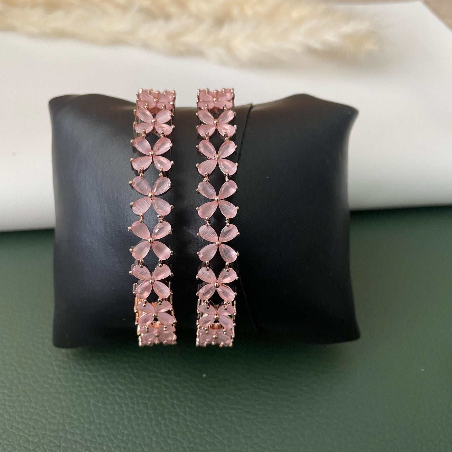 Rhodium Plated Mint Bangle: American Diamond Cubic Zirconia Bracelet