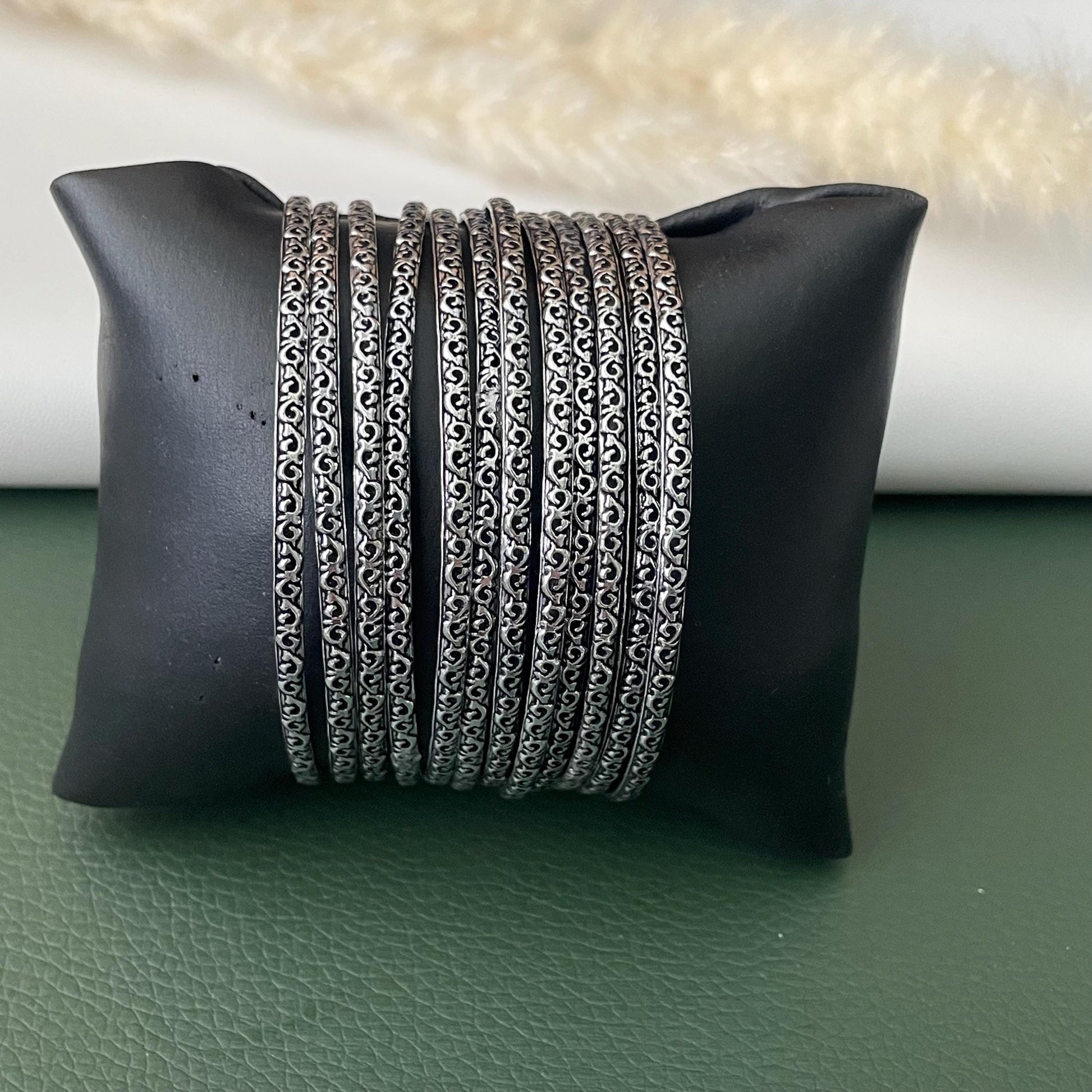 Nysaa Oxidised metal bangles set of 12 size 2.6