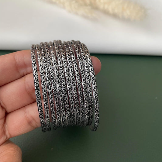 Nysaa Oxidised metal bangles set of 12 size 2.6
