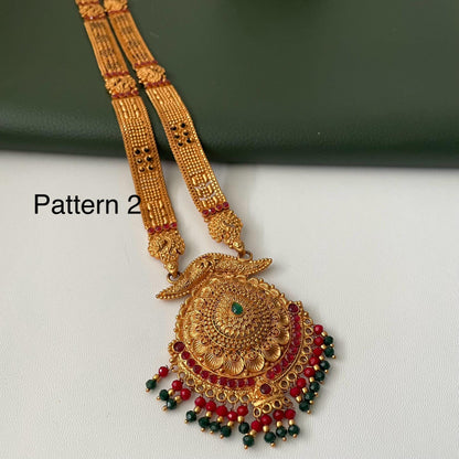 Gold Plated Mangalsutra Necklace: Black Beads, Saree Jewelry