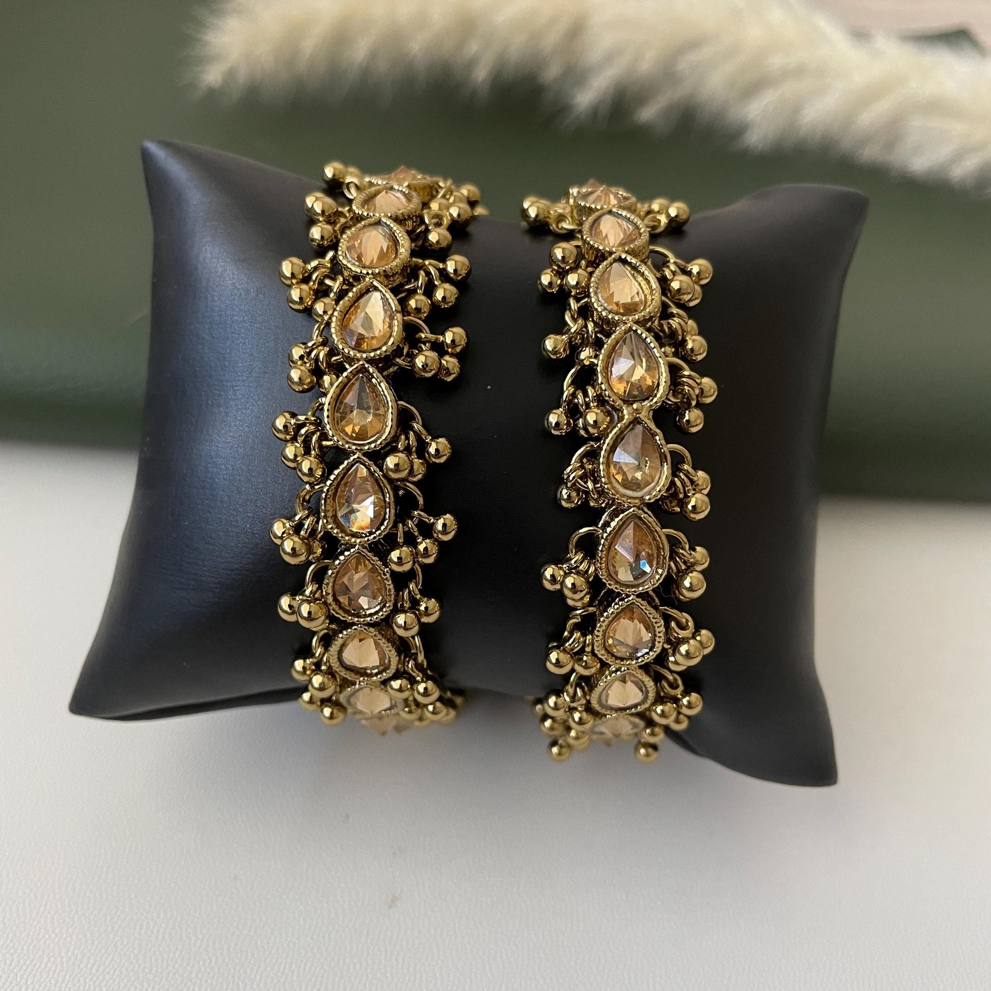 Mehandi Plated Kundan Bangles: LCT Stone Kangan or kada bangles