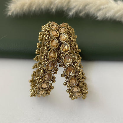nysaa jewelry’s high quality kundan ghungaroo bangles in mehendi plating