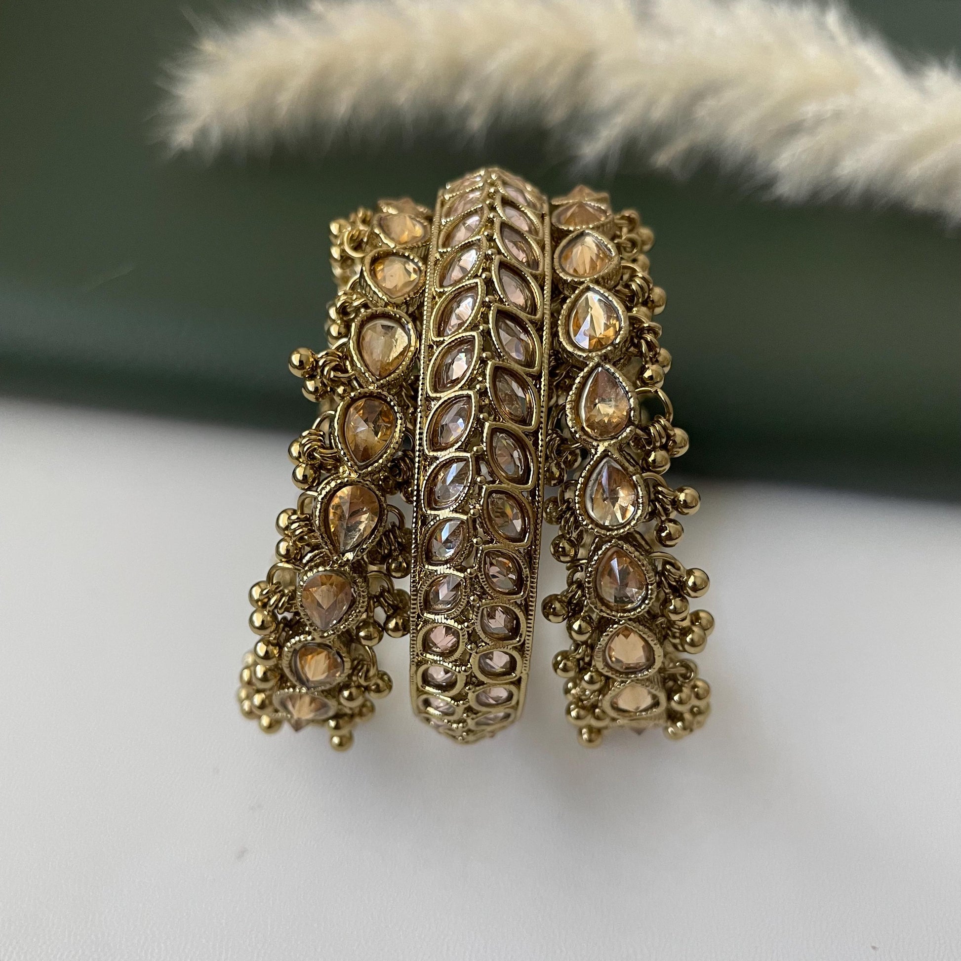 Mehandi Plated Kundan Bangles: LCT Stone Kangan or kada bangles