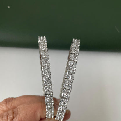 Rhodium Plated Cubic Zirconia Bangles Set of 2