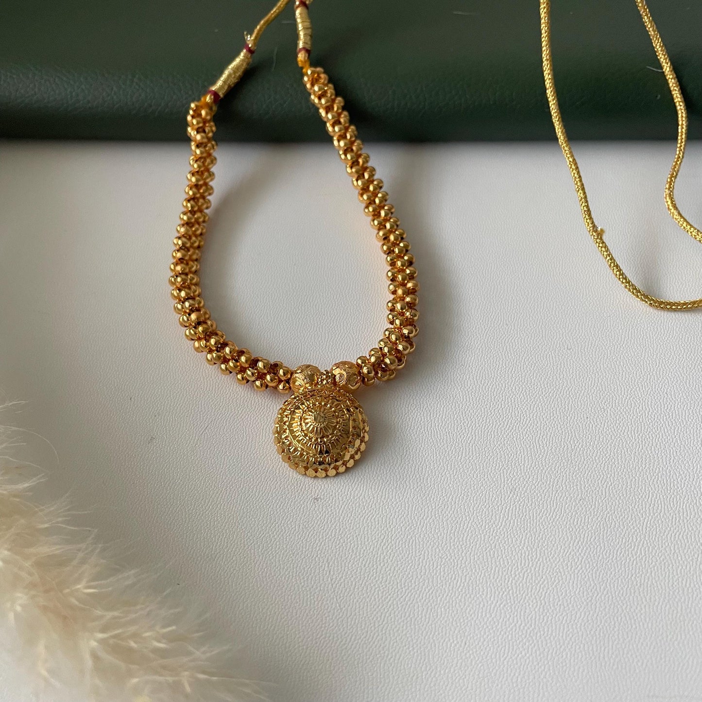 Yellow gold plated maharashtrian thushi small necklace