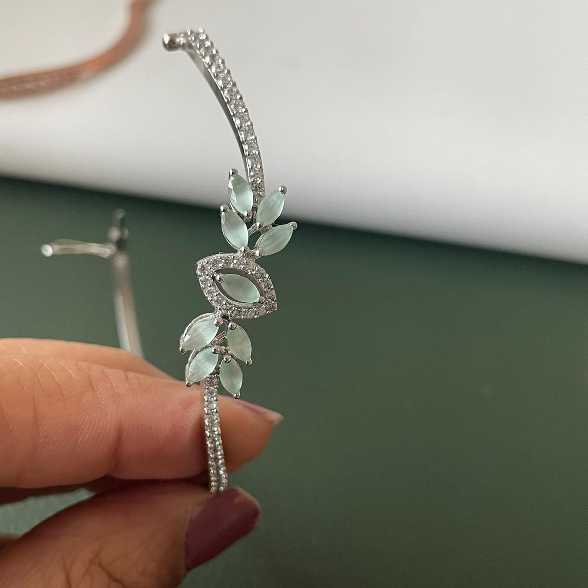 Cubic zirconia gold plated peacock bracelet