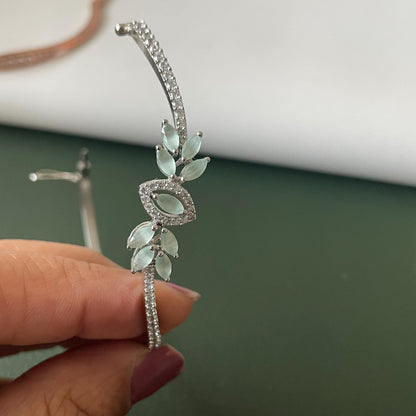 Cubic zirconia gold plated peacock bracelet