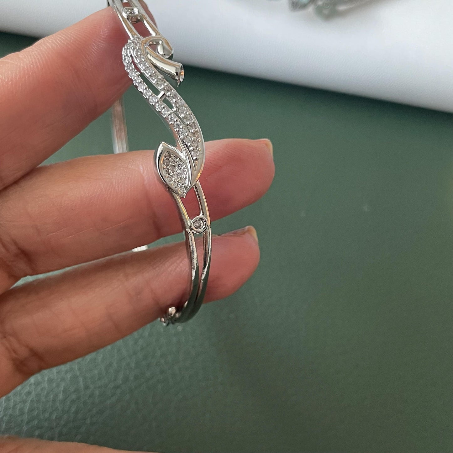 Cubic zirconia gold plated peacock bracelet