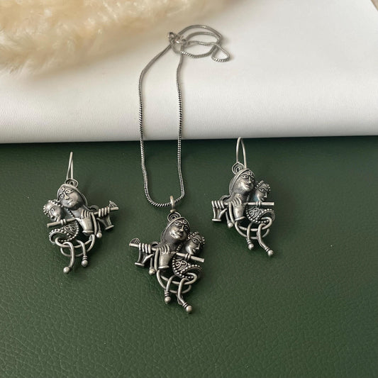 Specially for Navratri Oxidized pendant necklace set with earrings