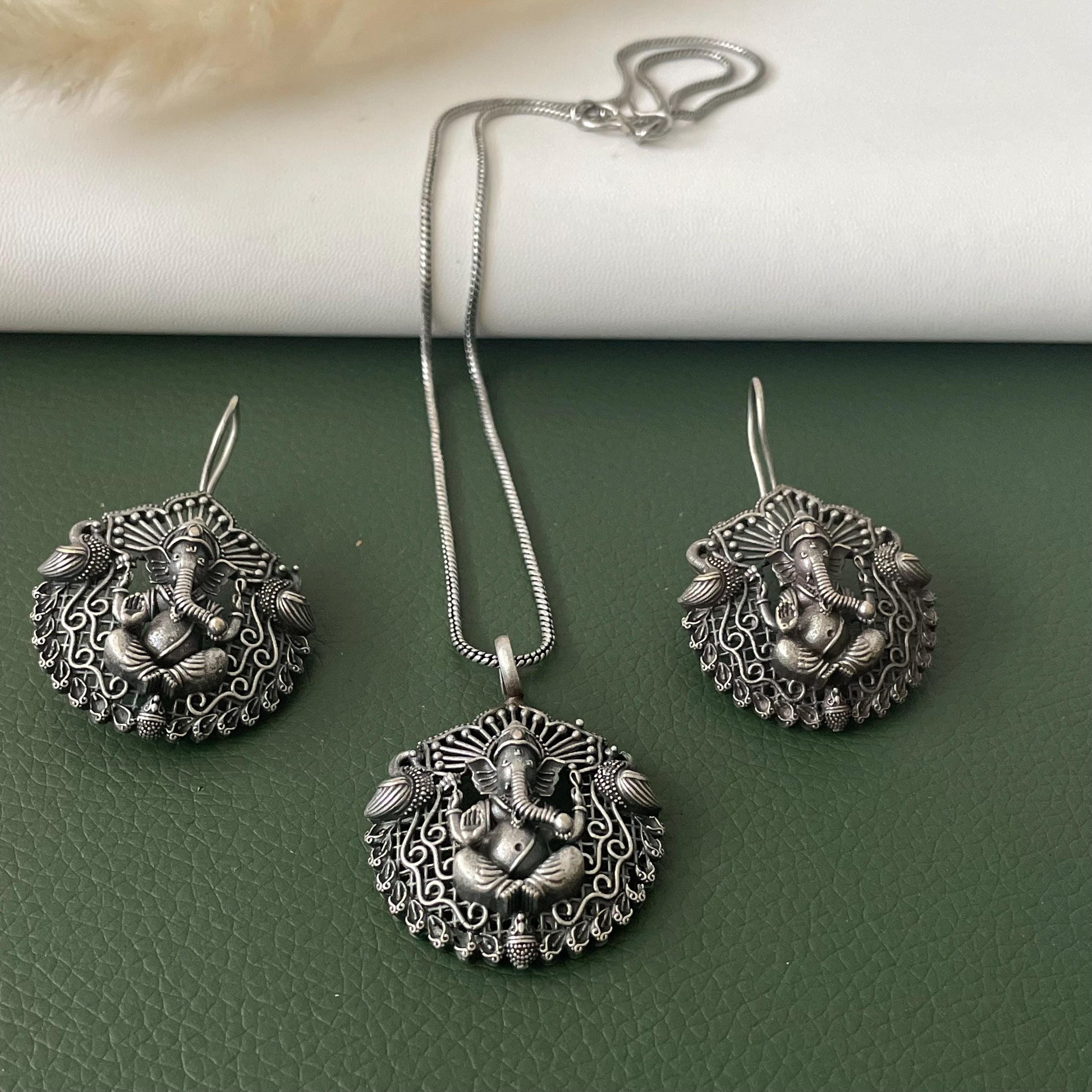 Specially for Navratri Oxidized pendant necklace set with earrings