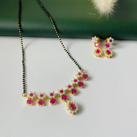 Maharashtrian style moti pearl mangalsutra with matching earrings