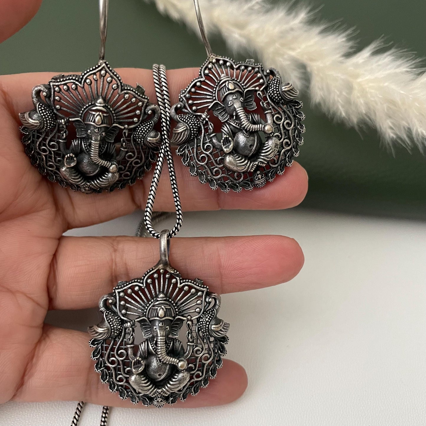 Specially for Navratri Oxidized pendant necklace set with earrings