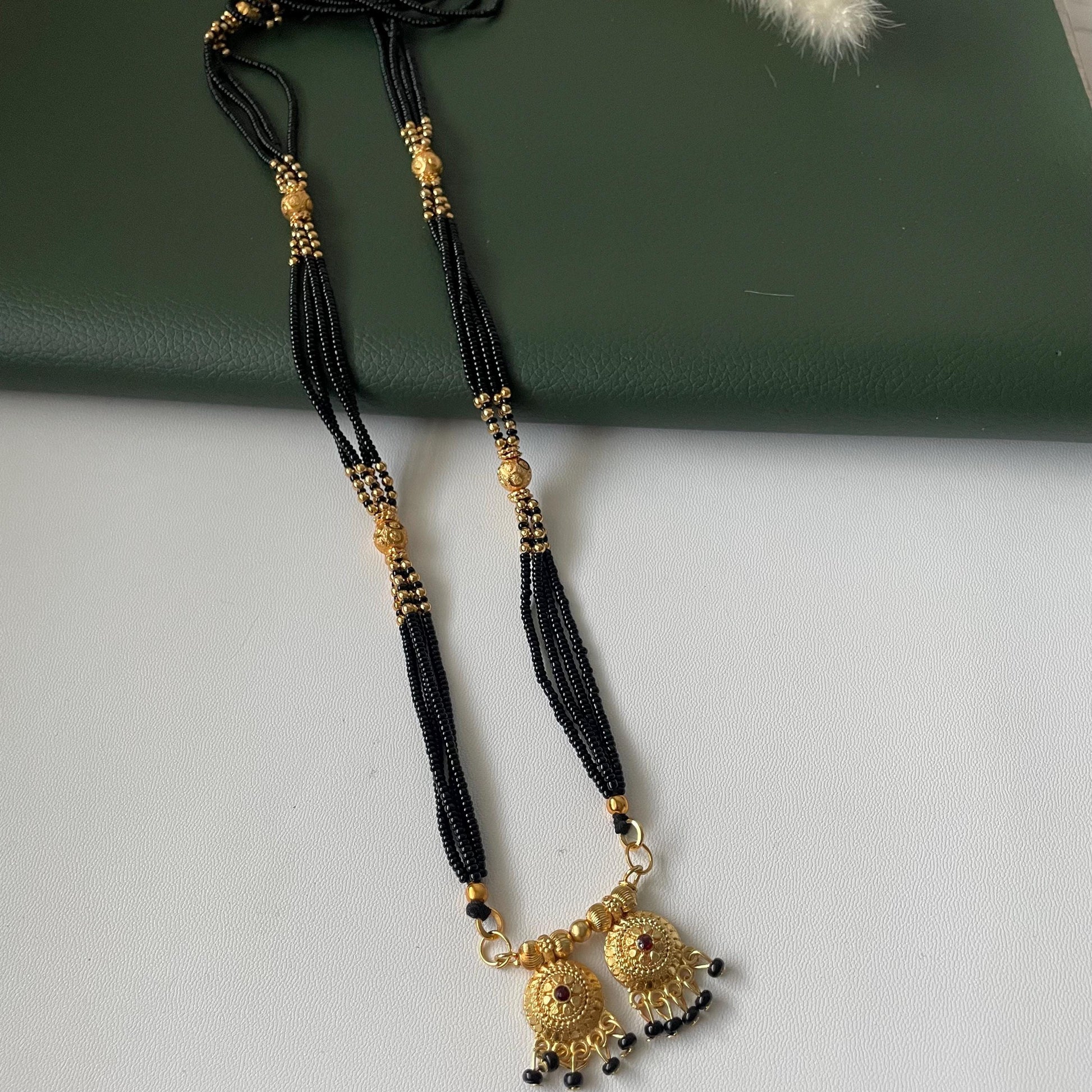 Traditional marathi gold plated wati mangalsutra 36 inches long