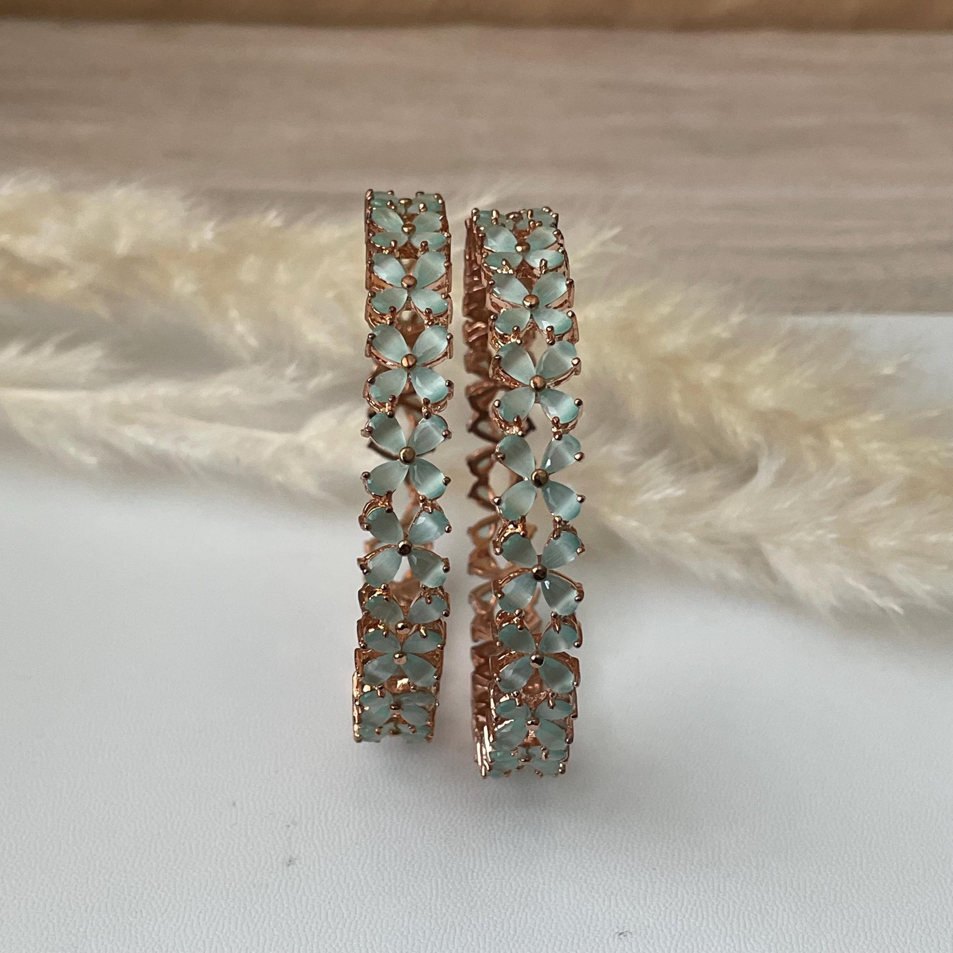 Rhodium Plated Mint Bangle: American Diamond Cubic Zirconia Bracelet