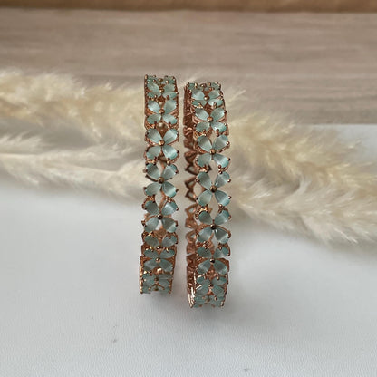 Rhodium Plated Mint Bangle: American Diamond Cubic Zirconia Bracelet